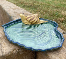 Load image into Gallery viewer, Hand Made Stoneware Pottery Hosta Leaf Tray With Sculpted Snail