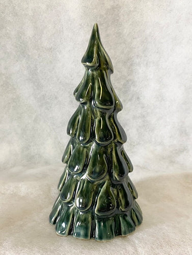 Stoneware Pottery Pine Tree Evergreen Wheel Thrown Hand Carved North Woods Christmas