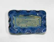 Load image into Gallery viewer, Hand Made Stoneware Pottery Ceramic Butter Dish Tray Blue