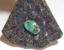 Load image into Gallery viewer, Hand Made Stoneware Pendant Necklace Blue Purple Turquoise Nugget Copper Wire Peace