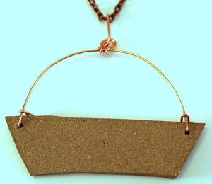 Hand Made Stoneware Pendant Necklace Love Heart Glass Gray Blue Copper OOAK