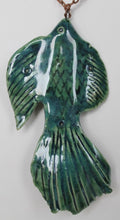 Load image into Gallery viewer, Hand Made Stoneware Pottery Large Fish Pendant Necklace Ornament Green