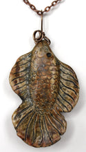 Load image into Gallery viewer, Hand Made Sculpted Stoneware Pottery Female Beta Fish Pendant Necklace OOAK