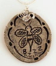Load image into Gallery viewer, Hand Made Stoneware Pottery Mishima Pendant Necklace Honey Bee