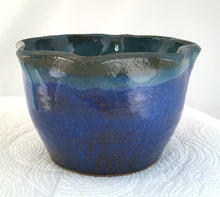 Load image into Gallery viewer, Wheel Thrown Hand Carved Stoneware Pottery Candle Votive Tealight Holder Hearts Blue