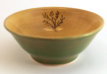 Load image into Gallery viewer, Wheel Thrown Stoneware Small Dip Ice Cream Bowl Yellow Green Botanical OOAK