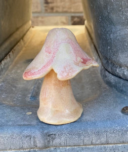 Hand Made Ceramic Stoneware Mushroom Mushrooms Cottage Core Fairy Garden Fungi Cream Pink