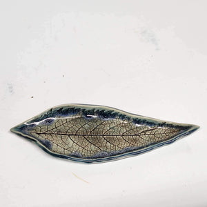 Handmade Pottery Ceramic Small Leaf Trinket Small Serving Dish Blue