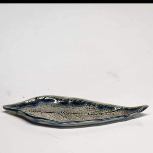Handmade Pottery Ceramic Small Leaf Trinket Small Serving Dish Blue