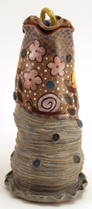 Wheel Thrown Altered Stoneware Pottery Pitcher Whimsical Wonky Butterflies Flowers Snail OOAK Hand Painted Carved